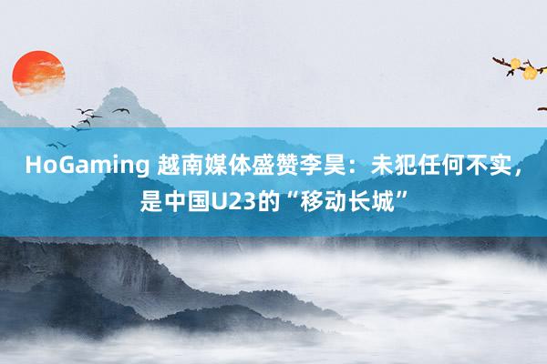 HoGaming 越南媒体盛赞李昊：未犯任何不实，是中国U23的“移动长城”