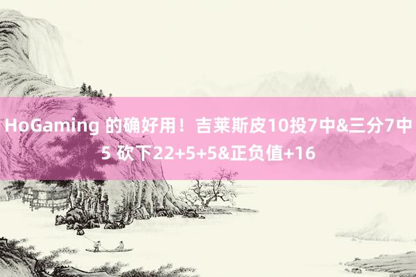 HoGaming 的确好用！吉莱斯皮10投7中&三分7中5 砍下22+5+5&正负值+16