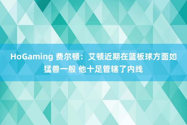 HoGaming 费尔顿：艾顿近期在篮板球方面如猛兽一般 他十足管辖了内线