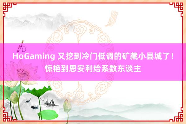 HoGaming 又挖到冷门低调的矿藏小县城了！惊艳到思安利给系数东谈主