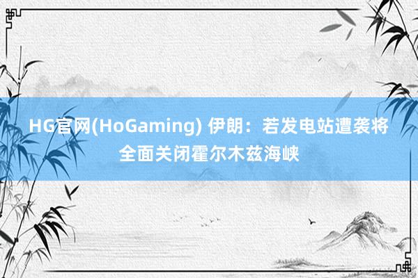 HG官网(HoGaming) 伊朗：若发电站遭袭将全面关闭霍尔木兹海峡