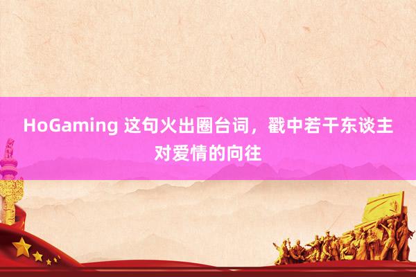 HoGaming 这句火出圈台词，戳中若干东谈主对爱情的向往