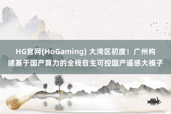 HG官网(HoGaming) 大湾区初度！广州构建基于国产算力的全栈自主可控国产遥感大模子