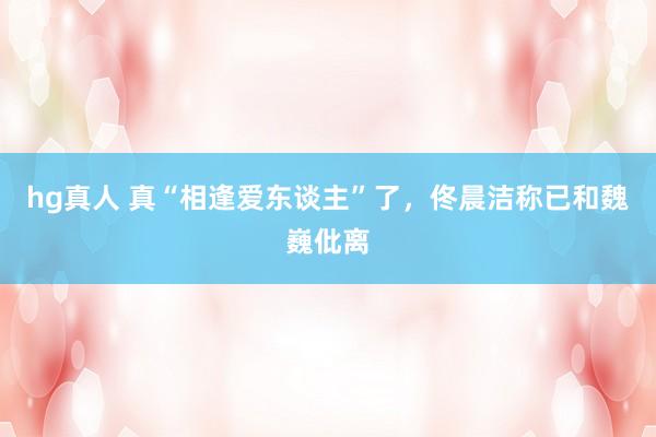 hg真人 真“相逢爱东谈主”了，佟晨洁称已和魏巍仳离