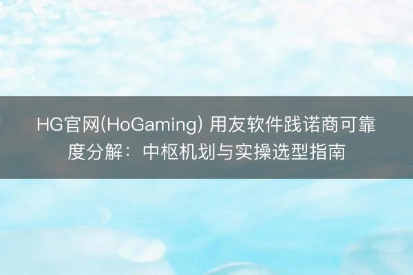 HG官网(HoGaming) 用友软件践诺商可靠度分解：中枢机划与实操选型指南
