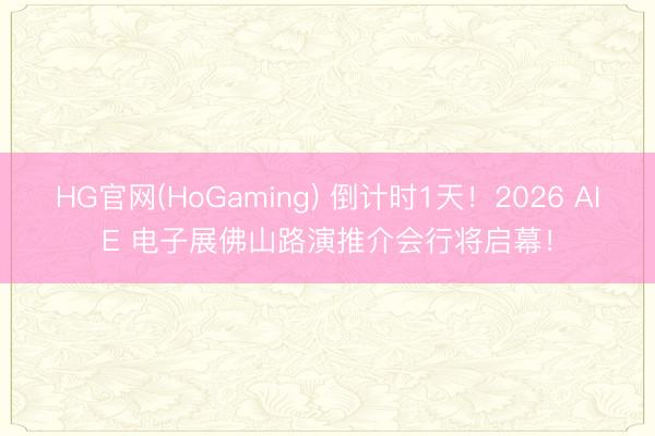 HG官网(HoGaming) 倒计时1天！2026 AIE 电子展佛山路演推介会行将启幕！