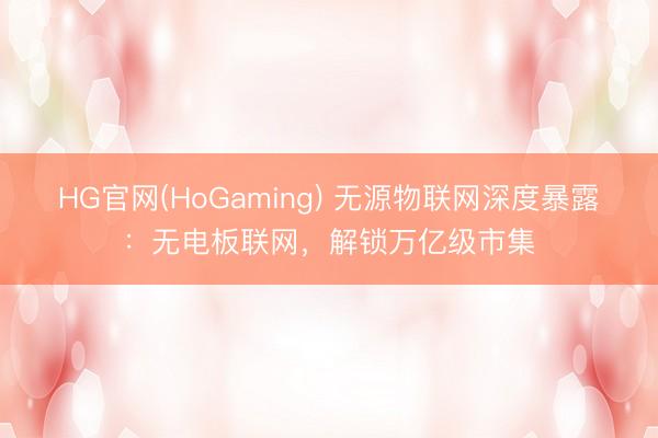HG官网(HoGaming) 无源物联网深度暴露：无电板联网，解锁万亿级市集
