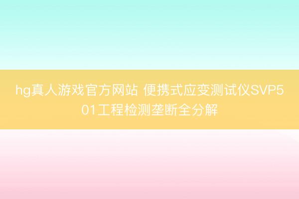 hg真人游戏官方网站 便携式应变测试仪SVP501工程检测垄断全分解