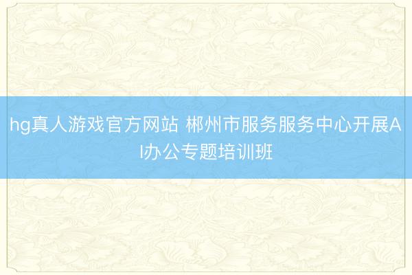 hg真人游戏官方网站 郴州市服务服务中心开展AI办公专题培训班