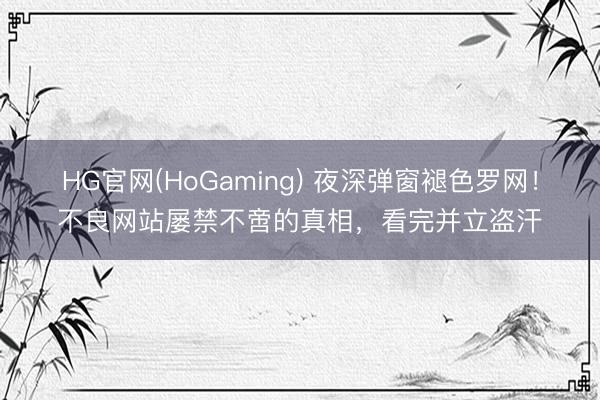 HG官网(HoGaming) 夜深弹窗褪色罗网！不良网站屡禁不啻的真相，看完并立盗汗