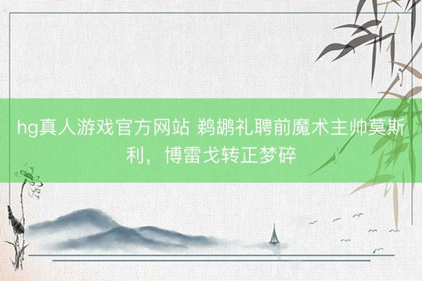 hg真人游戏官方网站 鹈鹕礼聘前魔术主帅莫斯利，博雷戈转正梦碎