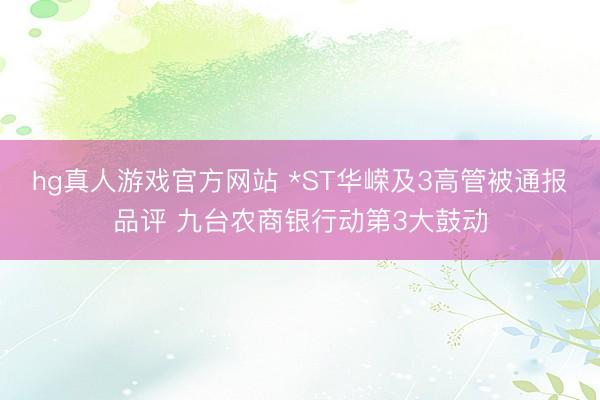 hg真人游戏官方网站 *ST华嵘及3高管被通报品评 九台农商银行动第3大鼓动
