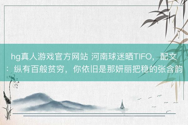 hg真人游戏官方网站 河南球迷晒TIFO，配文：纵有百般贫穷，你