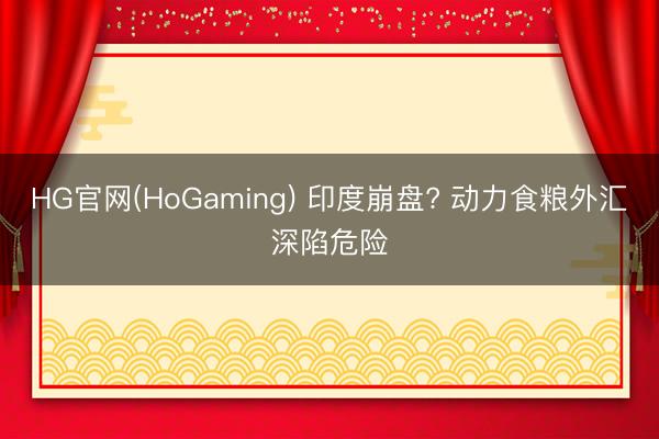 HG官网(HoGaming) 印度崩盘? 动力食粮外汇深陷危险