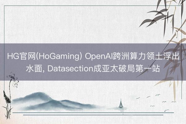 HG官网(HoGaming) OpenAI跨洲算力领土浮出水面， Datasection成亚太破局第一站