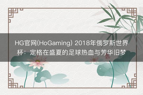 HG官网(HoGaming) 2018年俄罗斯世界杯：定格在盛夏的足球热血与芳华旧梦