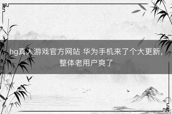 hg真人游戏官方网站 华为手机来了个大更新，整体老用户爽了