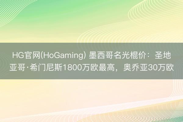 HG官网(HoGaming) 墨西哥名光棍价：圣地亚哥·希门尼斯1800万欧最高，奥乔亚30万欧