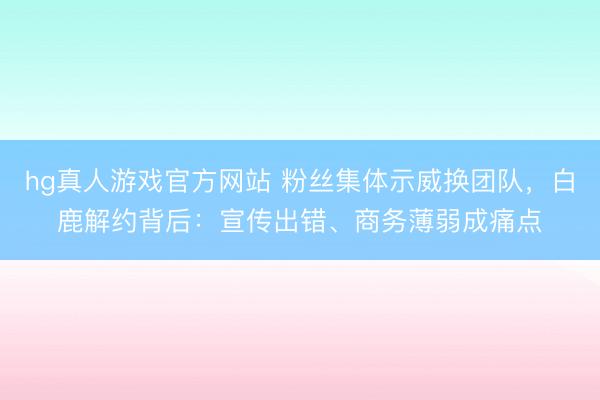 hg真人游戏官方网站 粉丝集体示威换团队，白鹿解约背后：宣传出错、商务薄弱成痛点