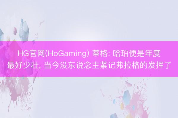 HG官网(HoGaming) 蒂格: 哈珀便是年度最好少壮, 当今没东说念主紧记弗拉格的发挥了