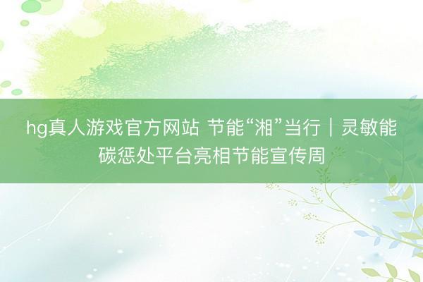 hg真人游戏官方网站 节能“湘”当行｜灵敏能碳惩处平台亮相节能宣传周